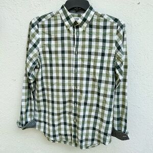 Ben Sherman Plaid Button Down Shirt in Military Green- M